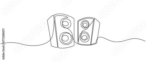 Minimalist One Line Drawing of Audio Speakers,Music Speaker Icon continuous single line art vector illustration,