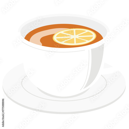 シンプルでかわいいホットレモンティーのイラスト