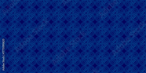 Seamless ornamental geometric pattern in deep blue