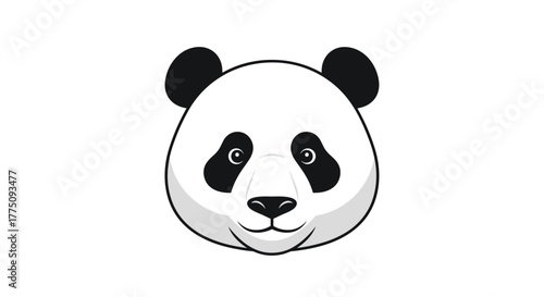 Stylized illustration of a panda bear face with black eye patches and ears on a white background.