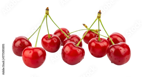 Wallpaper Mural Fresh red cherries with green stems isolated on transparent background Torontodigital.ca