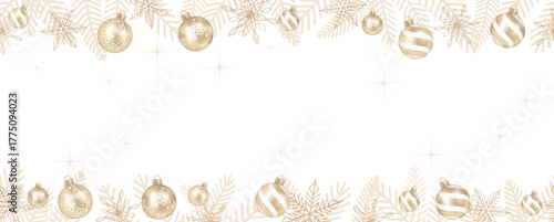 Vector Seamless Background Illustration With Christmas Balls And Text Space. Horizontally Repeatable.