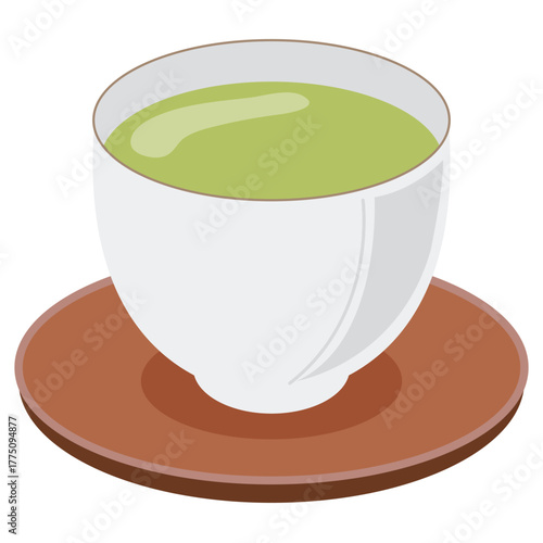 湯呑みに入った緑茶（日本茶）のイラスト