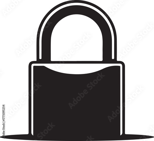 Black padlock icon with white outline security symbol