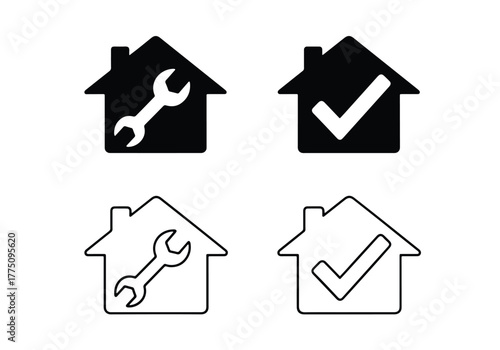 Home repair and service icons set - Vector icon symbol for website - Icon vector - Blue icon vector - Line and glyph solid icon set
