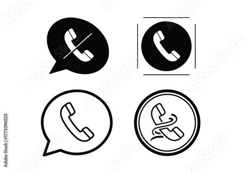Phone icons set various styles communication symbol collection - Vector icon symbol for website - Icon vector - Blue icon vector - Line and glyph solid icon set