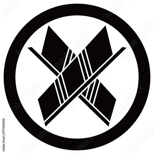 家紋です。丸に割り違い矢といいます。