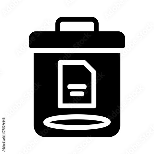 Trash icon for computer data deletion. Suitable for techrelated designs, software concepts, cybersecurity themes, and digital content projects.
