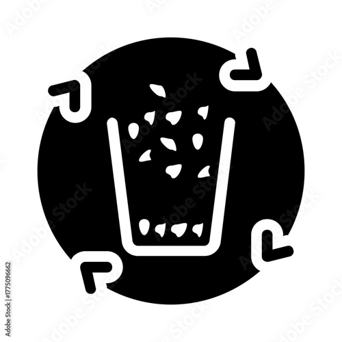 Compost bin with recycling process arrows, great for environmental concepts, waste management, sustainable living, ecofriendly designs, and recycling initiatives.
