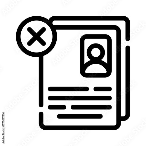This microstock asset features a rejected document with a photo and text lines. Suitable for illustrating failed projects or unsuccessful proposals.
