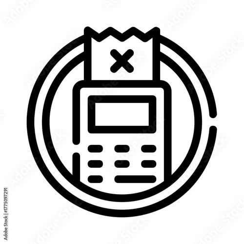 Black pos terminal icon suitable for financial and business designs. Circle outline symbol for digital transactions. Modern and sleek.
