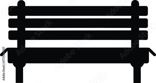 Park bench silhouette clip art vector illustration. Black silhouette of wooden park bench isolated on white background