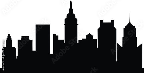 Boston City Skyline black silhouette vector, Boston city skyline vector, metropolis silhouette illustration design.

