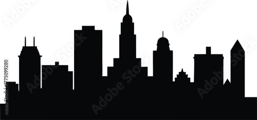 Boston City Skyline black silhouette vector, Boston city skyline vector, metropolis silhouette illustration design.
