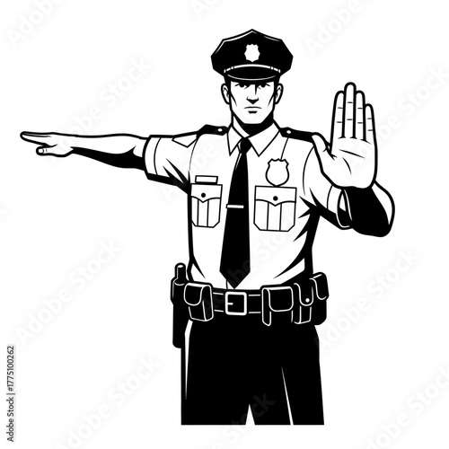 Police officer directing traffic with hand gestures for safety.