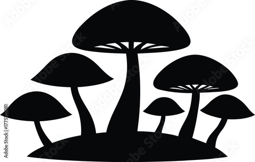 Mushrooms silhouette, Mushroom silhouette vector, Mushroom icon, Mushrooms silhouette vector illustration