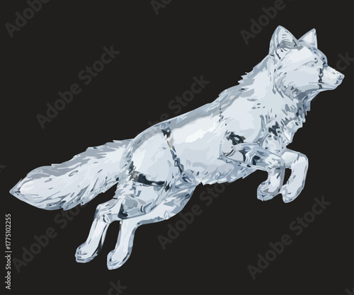 Leaping Arctic Fox dynamic wildlife eps