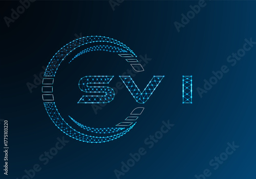 SVI low poly letter logo vector design. SVI lower poly logo design. Low poly logo.