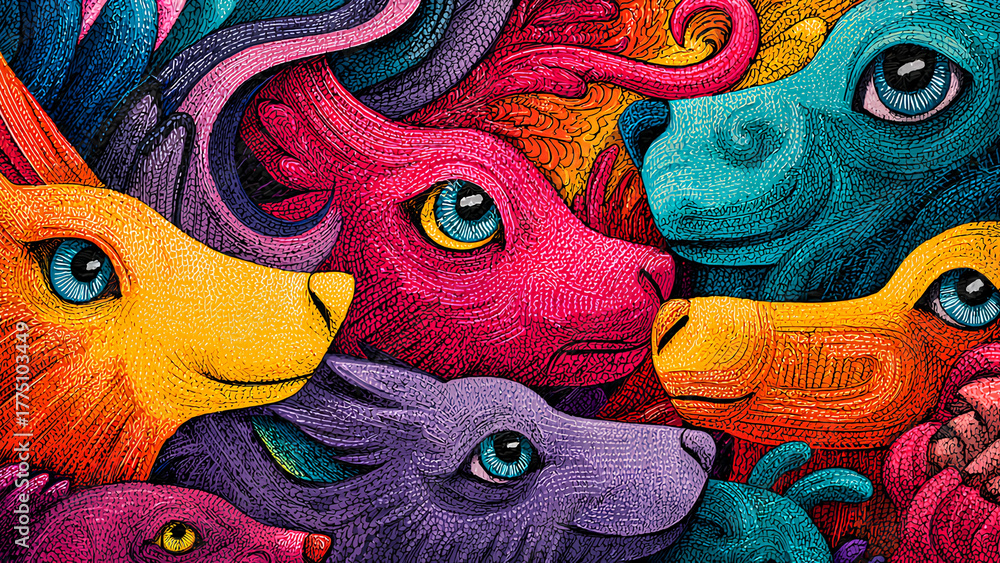 Obraz premium Surreal Stylized Animal Faces