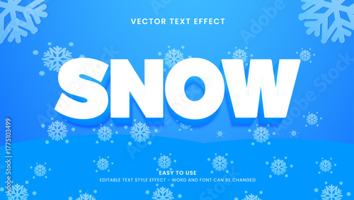 snow editable text effect 3d vector
