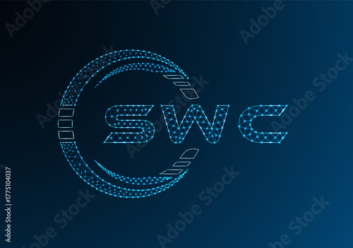 SWC low poly letter logo vector design. SWC lower poly logo design. Low poly logo.