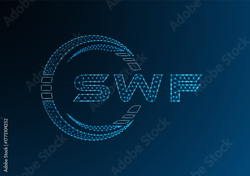 SWF low poly letter logo vector design. SWF lower poly logo design. Low poly logo.