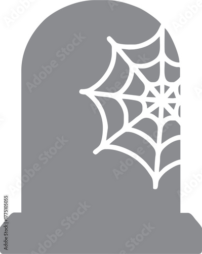 Spooky tombstone with spiderweb accent, perfect for Halloween designs and ghostly illustrations, a creepy, modern symbol for seasonal themes