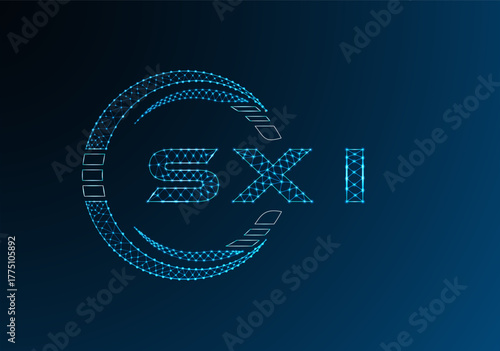 SXI low poly letter logo vector design. SXI lower poly logo design. Low poly logo.