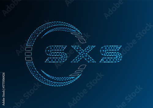 SXS low poly letter logo vector design. SXS lower poly logo design. Low poly logo.