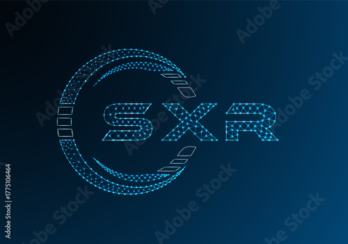 SXR low poly letter logo vector design. SXR lower poly logo design. Low poly logo.