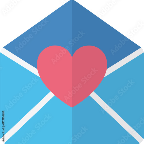 Blue envelope vector graphic featuring a pink heart symbol ideal for romantic messages email or valentine communication