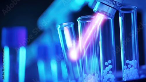 Flow Cytometry Instrument with Laser Beams Illuminating Test Tubes