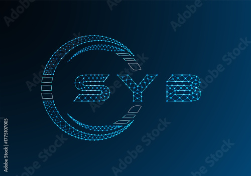 SYB low poly letter logo vector design. SYB lower poly logo design. Low poly logo.