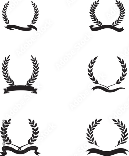 Elegant vector set of gold laurel wreaths and leaf branches for award and trophy decoration