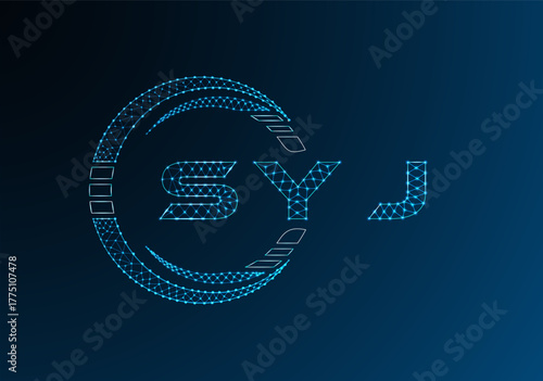 SYJ low poly letter logo vector design. SYJ lower poly logo design. Low poly logo.