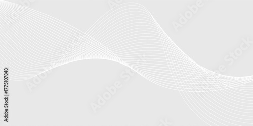 Futuristic gray white abstract background. shining wave lines pattern for banner, wallpaper, cover. Vector illustration
