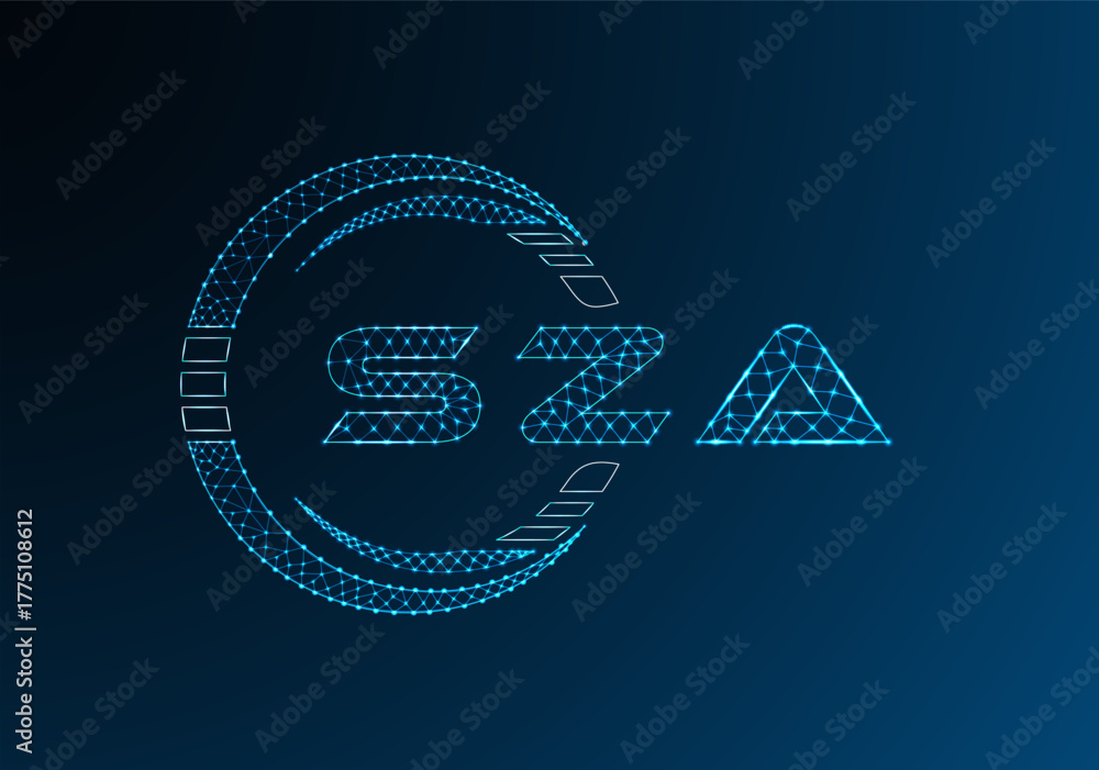 Naklejka premium SZA low poly letter logo vector design. SZA lower poly logo design. Low poly logo.