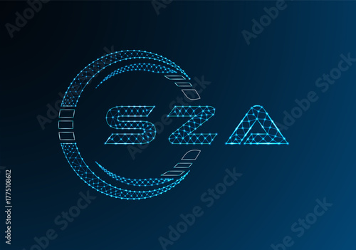 SZA low poly letter logo vector design. SZA lower poly logo design. Low poly logo.