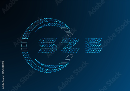 SZE low poly letter logo vector design. SZE lower poly logo design. Low poly logo.