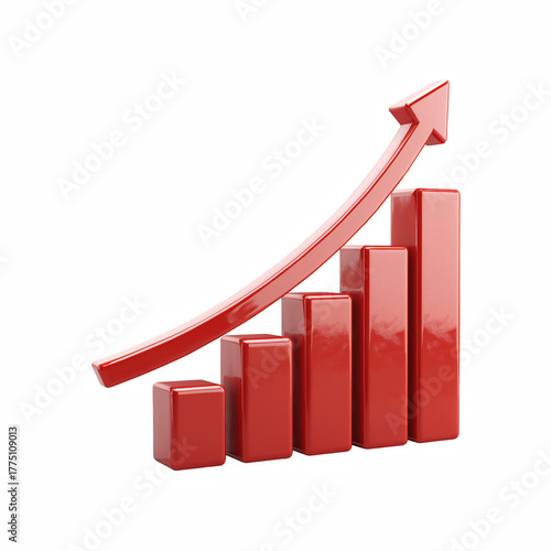 Free Download 3D red bar chart with upward arrow isolated on transparent background. - GFXLoad