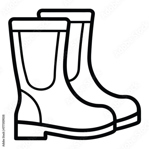 Rain Boots Line Vector Illustration