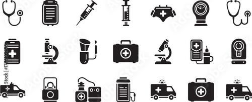 Medical equipment and supplies isolated on white background