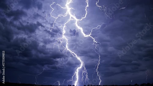 Lightning strike on dark background