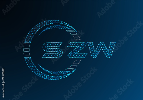 SZW low poly letter logo vector design. SZW lower poly logo design. Low poly logo.