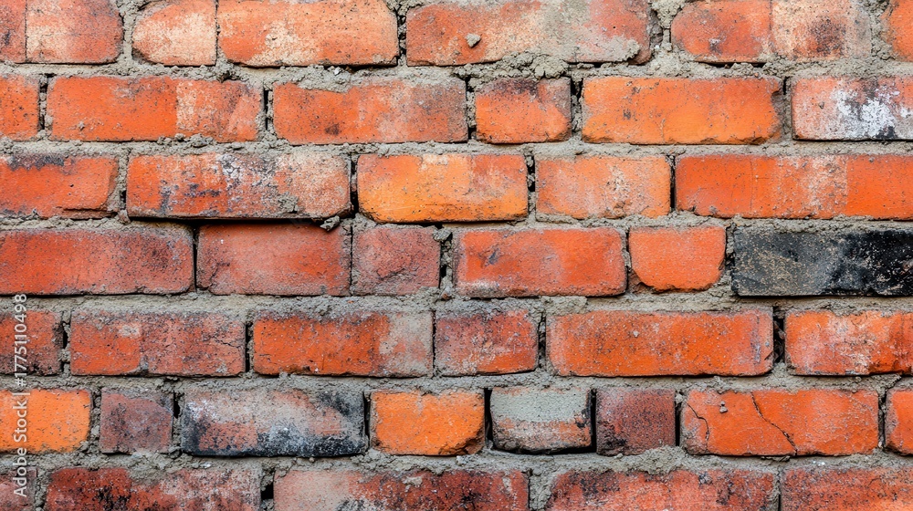 Fototapeta premium A close up of a weathered brick wall with aged textures