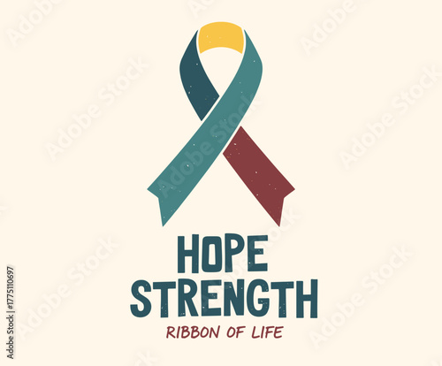 Breast cancer awareness month round emblem with hand drawn lettering. Vector pink ribbon circle icon on white background. Breast cancer awareness month pink ribbon vector women solidarity