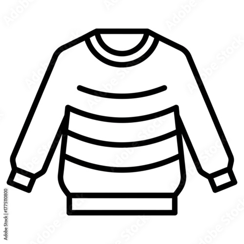 Cozy Comfort: A Simple Line Drawing of a classic striped sweater, embodying warmth and effortless style. 