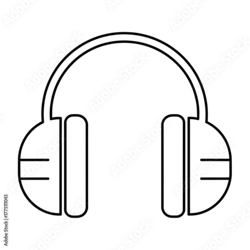 Headphone vector Illustration: A clean, minimalistic illustration of a headphone, designed with a focus on simple lines and shapes, evoking a sense of clarity and modern design.