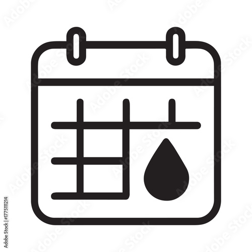 Water Intake Tracker Icon – Calendar with Drop Symbol for Hydration Log or Fitness Planner