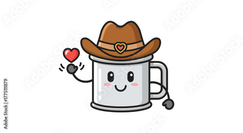 Cartoon Cowboy Mug with a Heart offers Affectionate Western Style Graphic
